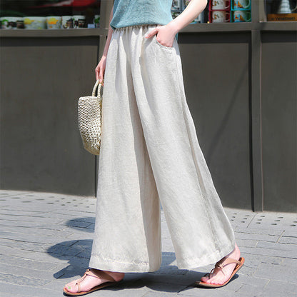 summer new temperament Popular wide-leg pants women's high waist thin pendant feeling loose casual versatile trousers