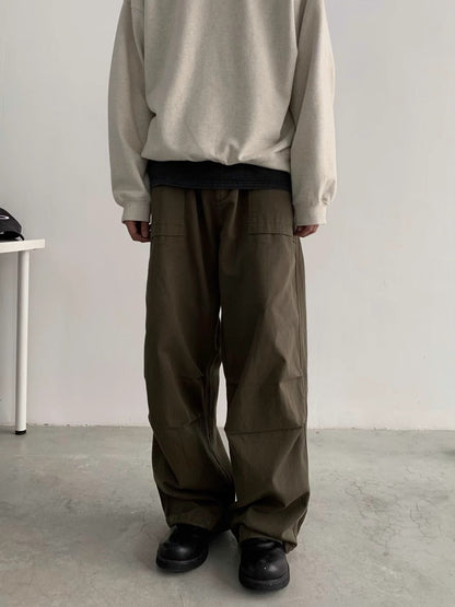 Japanese retro loose American overalls men's spring and autumn new silhouette straight paratrooper casual versatile long pants