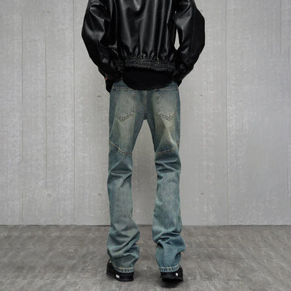 Jeans for Men Streetwear Blue Vintage Casual Fashion Y2k Style Street Slim Distressed Original Designer Fit Stacked Denim Pants