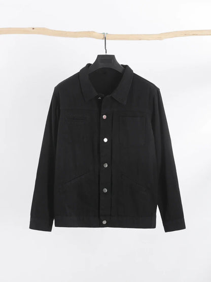 Vintage Men's Denim Jackets Spring Casual Solid Single Breasted Pocket Top Chic Loose Patchwork Oversize Cargo Jackets New