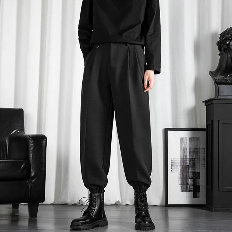 saferido Black Men's Trousers Korean Fashion Baggy High Waist Straight Suit Pants Spring Autumn Casual Oversized Male Bottoms Y2k Clothes