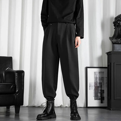 saferido Black Men's Trousers Korean Fashion Baggy High Waist Straight Suit Pants Spring Autumn Casual Oversized Male Bottoms Y2k Clothes