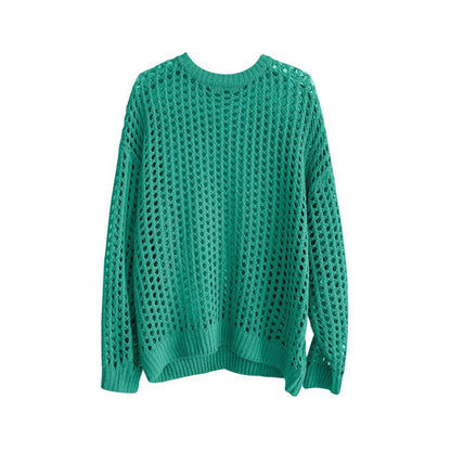 Mens Y2k Hollow Out Outfits See-Through Knit Shirts New Summer Fashion All-Match Casual Geometric Vintage Loose Smock Tops