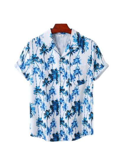 Hawaiian Men's Shirt Short Sleeve Oversized 3D Printing Anime Coconut Tree Pattern Male Clothes Harajuku Tops Summer Fashion
