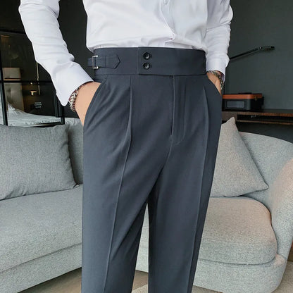 saferido Men Spring  Suit Pants Fashion Casual Slim Fit Business Suit Trousers Men's Wedding Party Work Pants Classic Large Size 36