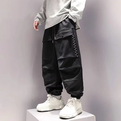 saferido Korean Cargo Pants Men Japanese Streetwear Oversize Sweatpants Harajuku Casual Joggers Kpop Trendy Trousers Hip Hop