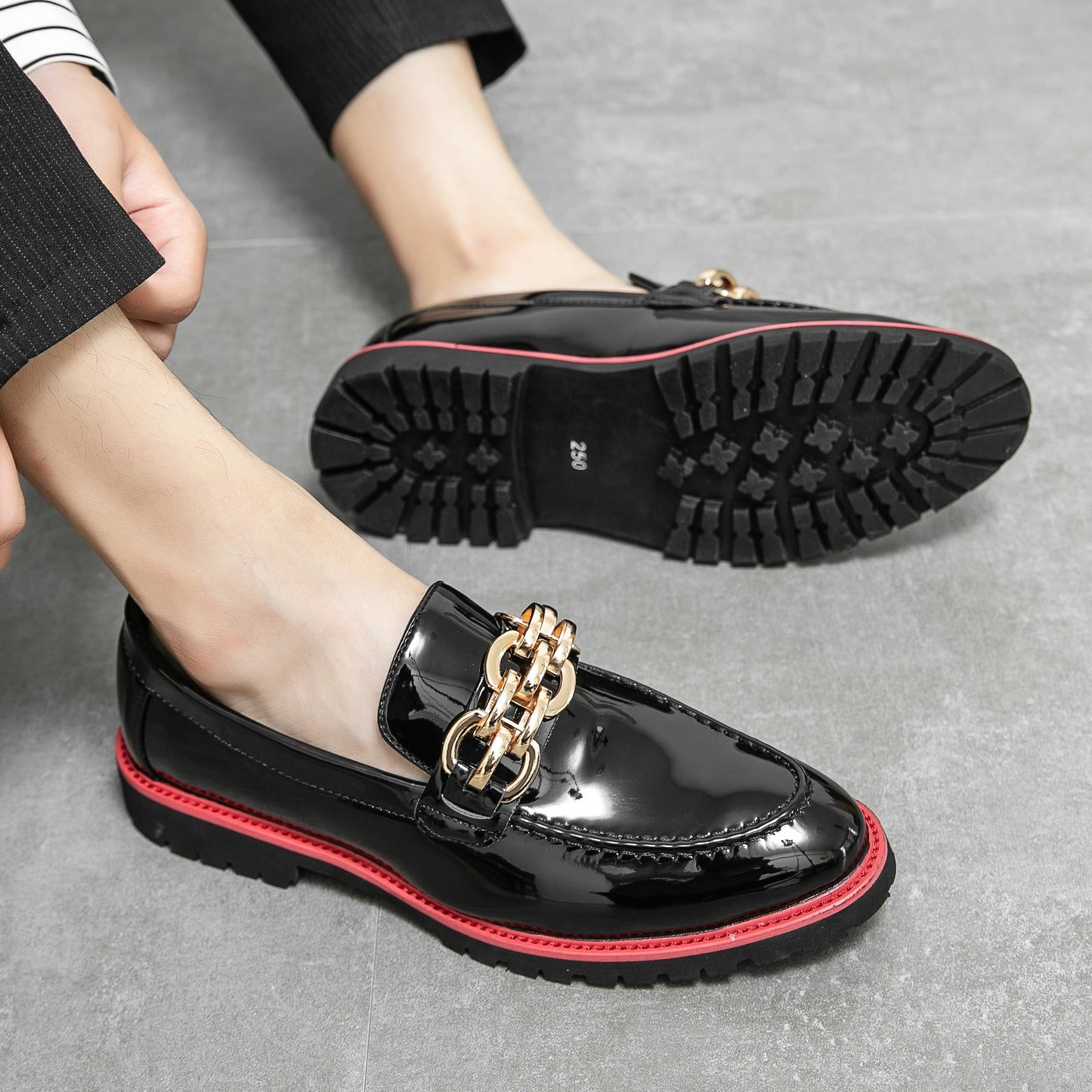 saferido Men Casual Slip-On Leather Shoes Business Casual Patent Leather Glossy Shoes Man Streetwear Fashion Wedding Dress Luxury Shoes
