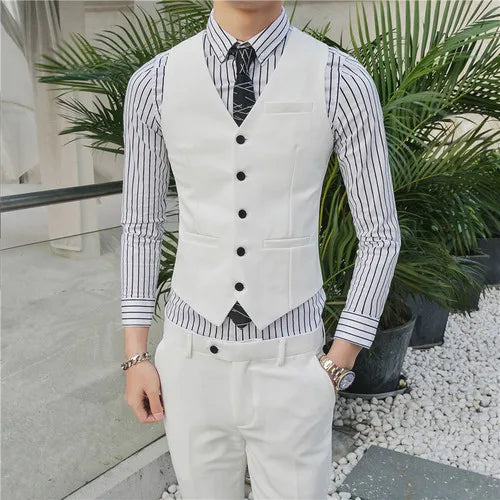 saferido Men spring high quality Business suit Vest/Male slim fit fashion office dress Blazers Vest 4XL-M