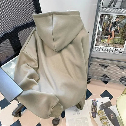 saferido American Style Retro Design Sense Four Pointed Star High Collar Hooded Sweater for Men and Women Trend Winter Thick Top Coat