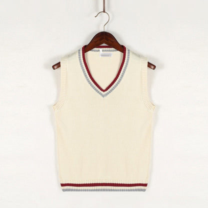 Sweater Vest Men Thicken V-neck Sleeveless Knitted Sweaters Vests Striped Retro Preppy-style Simple Chic Loose Casual All-match
