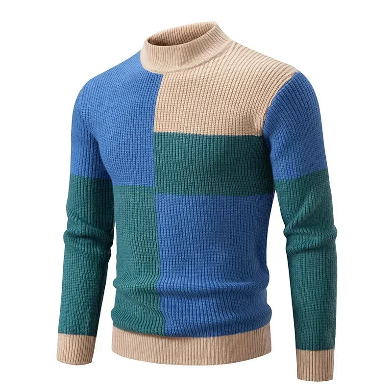 High Quality Men's New Autumn and Winter Casual Warm Neck Sweater Knit Pullover Warm Tops