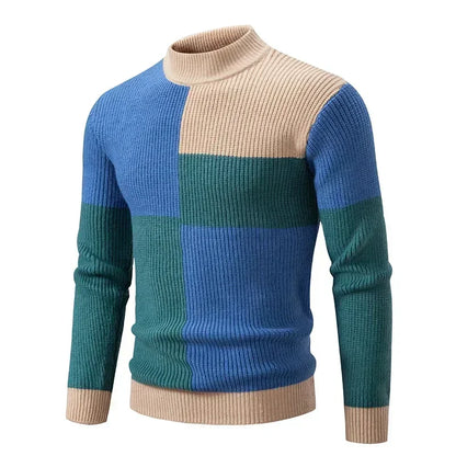 High Quality Men's New Autumn and Winter Casual Warm Neck Sweater Knit Pullover Warm Tops