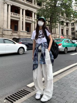 Men Solid Cargo Pants Harajuku Hip Hop Elastic Waist Loose Trousers Streetwear Male Casual Pockets Drawstring Baggy Pants