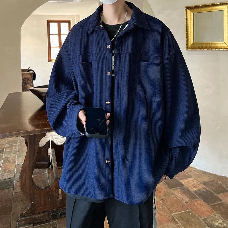 saferido Fashion Lapel Button All-match Solid Shirts Coats Men's Clothing 2024 Spring New Loose Casual Long Sleeve Tops Korean Shirt
