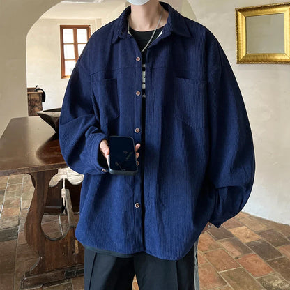 saferido Fashion Lapel Button All-match Solid Shirts Coats Men's Clothing 2024 Spring New Loose Casual Long Sleeve Tops Korean Shirt