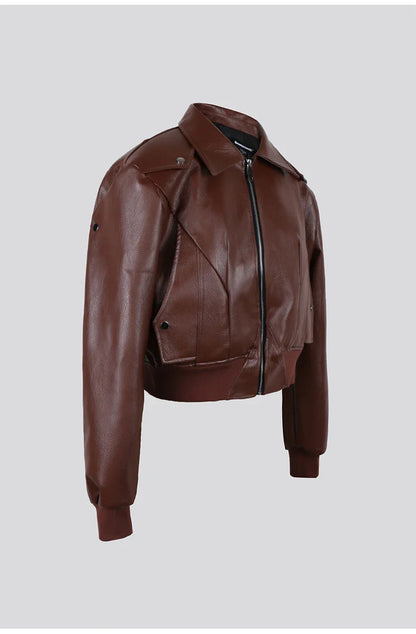 saferido Spring Autumn Cool Waterproof Black Pu Leather Jacket Men Shoulder Pads Long Sleeve Zipper Luxury Designer Clothes