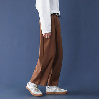 saferido Black Gray Caramel Suit Pants Men's Loose Straight Wide-leg Trousers Fashion Spring Summer Solid Casual All-match Casual Pants