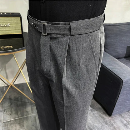 saferido Spring Men Pants Korean Slim Fit Men Casual Ankle Length Pants Streetwear Men High Quality Black Gray Dress Suit Pant Man