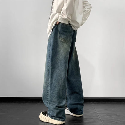 saferido Jeans men Autumn Loose Denim pants Wide Leg Jean Male  Straight Denim Pants Harajuku Vintage Jean Trouser Streetwear Clothes
