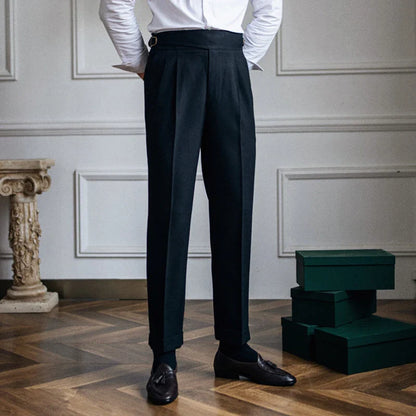 saferido New Casual Solid Color Suit Trousers Men Spring Trendy Belt High Waist Pants Male Business Office Fashion Pleated Straight Pants