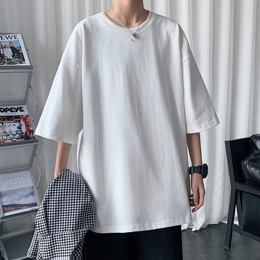 Men's Oversized Graphic Solid T Shirts Colorfuls 100% Cotton White Classical Tee Male Women Short Sleeve O-Neck Streetwear Tops