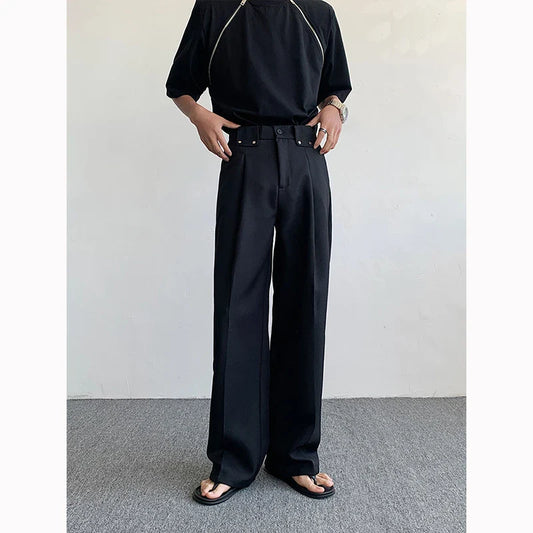 Black Oversized Suit Pants Men Fashion Social Mens Dress Pants Korean Loose Straight Wide Leg Pants Mens Office Formal Trousers