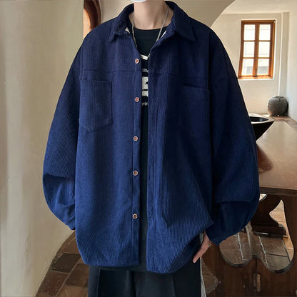 saferido Fashion Lapel Button All-match Solid Shirts Coats Men's Clothing 2024 Spring New Loose Casual Long Sleeve Tops Korean Shirt