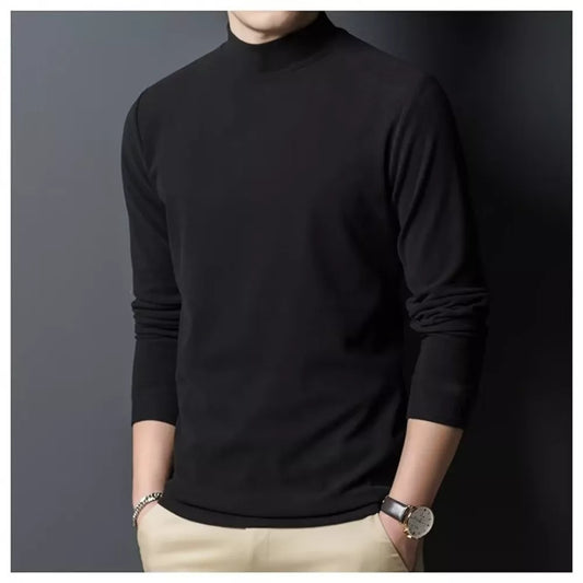 Half high collar bottoming shirt long-sleeved t-shirt men thickened handsome warm lining top