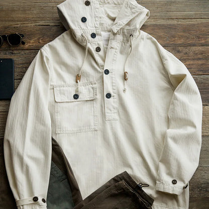 saferido American Retro Beige White Deck Suit Severe Weather Coat Charge Sweater Hoodie Men's Autumn