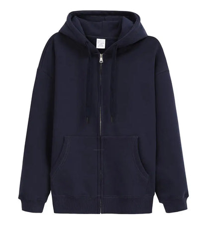 saferido 600GSM 95% Cotton Solid Retro Oversize Hoodie Unisex Winter Warm Zipper Up Open-Up Hoodies Vintage Classic Streetwear Loose Coat