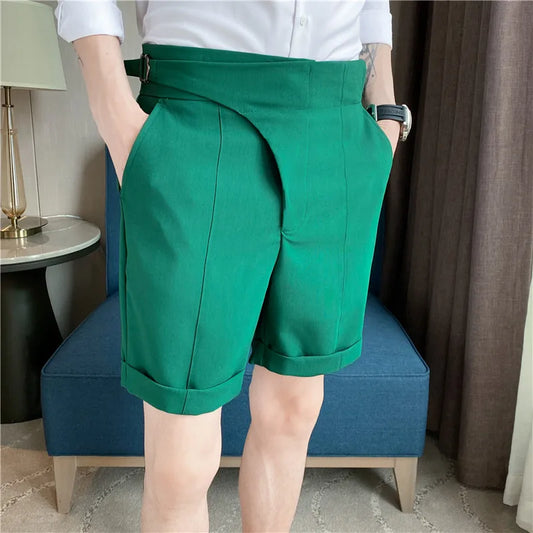 saferido  Men Summer Shorts Korean Fashion Business Shorts Casual Chino Shorts Office Trousers Cool Breathable Summer Clothing S-3XL