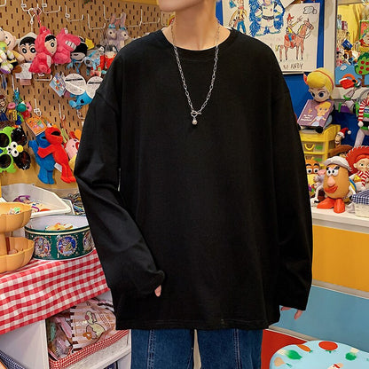 Autumn Long Sleeve T-Shirt Men Fashion Solid Basic T Shirt Mens Oversized Hip Hop Casual Cotton Mens Streetwear Top Tees