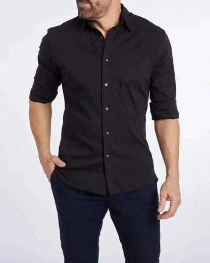 Men's Zipper Shirt Hidden Zipper Fake Button Spring and Fall Models New Oxford Stretch Cotton Zipper Shirt Shirts for Men