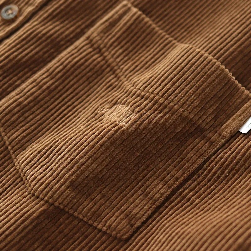 Men's American Casual Wear Japanese Retro Loose Shoulder-wear Thickened Corduroy Shirt