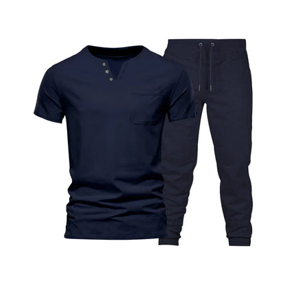 saferido  Spring/Summer New Foreign Trade Men's Wear Set Fashion Casual Sports Men's Two Piece Set