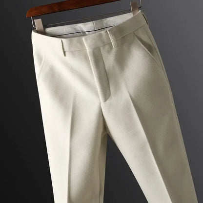 High Quality Autumn Winter New Men's Suit Pants Fashion Business Casual Woolen Suit Pants Male Straight Formal Trousers
