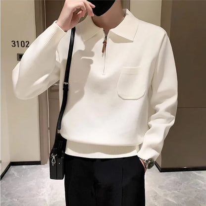 saferido  Clothing Men Keep Warm In Winter Knitted Sweater/Male Slim Fit Zipper Design Pullover/Man Casual Knit Sweater Korean Style