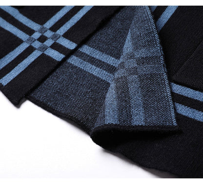 New Men's Spring Korean Knitted Cardigan High-end Brand Fashion Plaid Sweater Coat Male Autumn Leisure Luxury Sweaters