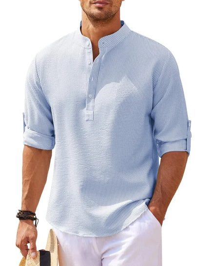 saferido 2024  Polos New Men's Casual Blouse Cotton Linen Shirt Loose Tops Long Sleeve T-Shirt Spring Autumn Casual Handsome Men's Shirts