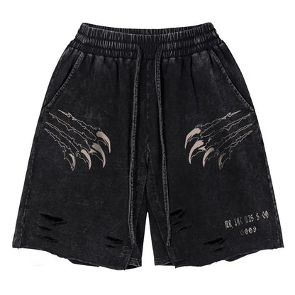 saferido Casual Streetwear American Vintage Fashion Brand Letter Shorts for Men's Summer New Wash Old Loose Cotton Capris for Men and Women