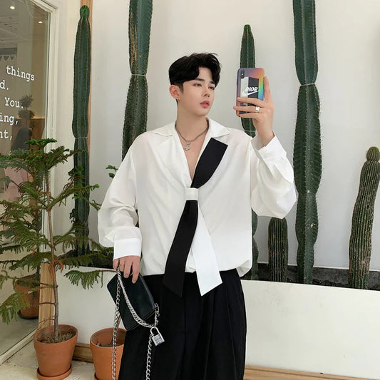 saferido Spring Autumn Fashion Long Sleeve Oversize Loose Casual Punk Gothic Party Stage Show Loose Shirt Night Club Costumes