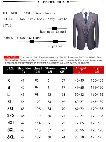 Men Blazers Set Wedding 3 Pieces Elegant 2 Suit Luxury Full Coat Pants Design Latest Vest Business Slim Fit Jacket Trousers
