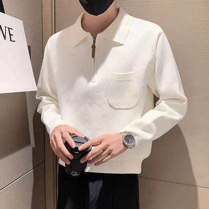 saferido  Clothing Men Keep Warm In Winter Knitted Sweater/Male Slim Fit Zipper Design Pullover/Man Casual Knit Sweater Korean Style