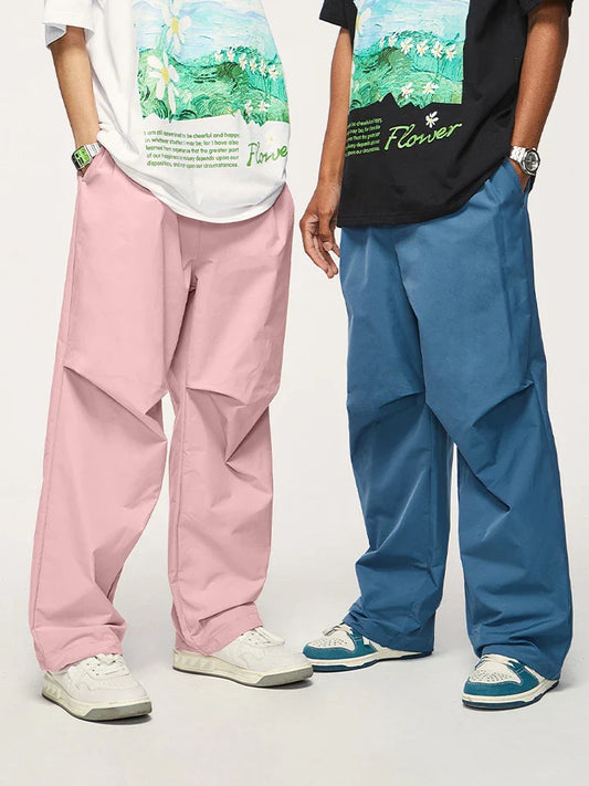 saferido Parachute Waterproof Pants Man Blue Oversize Sweatpants Men's Sports Trousers Male Casual Japanese Streetwear Hip Hop
