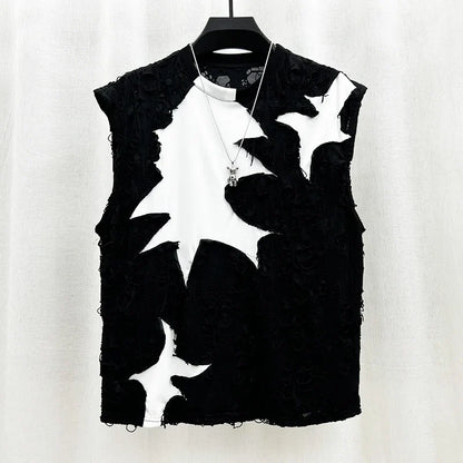 Fashion Casual Patchwork Hold Vest For Men New Patchwork Contrast Color Men's Sleeveless Tops Summer