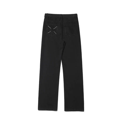 saferido Black/Blue Spring New Straight Jeans Men Women Wide Leg Denim Skateboard Trousers Fashion Boyfriend Pants Male