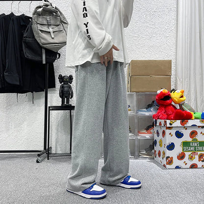 saferido Loose Sweatpants Men High Street Wide Leg Pants Spring Autumn Fashion Hong Kong Style Solid Straight Tube Trousers Male Clothes