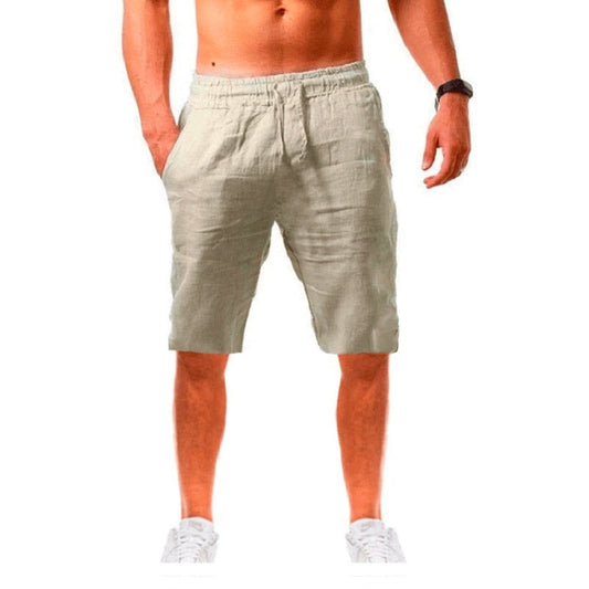 Men's Cotton Linen Shorts Pants Male Summer Breathable Solid Color Linen Trousers Fitness Streetwear S-4XL