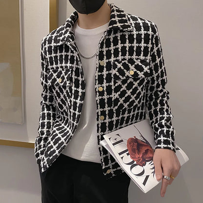 saferido New Style Men Spring High Quality Plaid Casual Jackets/Male Slim Fit Fashion Autumn Lapel Plaid  Coat S-3XL