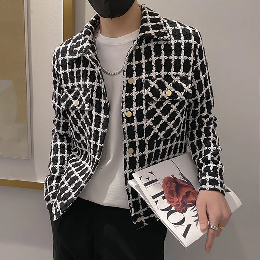 saferido New Style Men Spring High Quality Plaid Casual Jackets/Male Slim Fit Fashion Autumn Lapel Plaid  Coat S-3XL